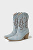 Load image into Gallery viewer, Dark Blue Embroidered Chunky Heel Wide Calf Western Cowgirl Boots