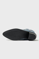Load image into Gallery viewer, Dark Blue Embroidered Mid Calf Chunky Heel Cowgirl Boots