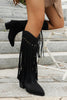 Load image into Gallery viewer, Brown Leopard Mid Calf Chunky Heel Cowgirl Boots with Fringes