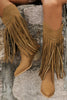 Load image into Gallery viewer, Brown Leopard Mid Calf Chunky Heel Cowgirl Boots with Fringes
