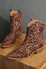 Load image into Gallery viewer, Brown Leopard Wide Calf Pointed Toe Chunky Heel Cowgirl Ankle Boots