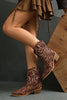 Load image into Gallery viewer, Brown Leopard Wide Calf Pointed Toe Chunky Heel Cowgirl Ankle Boots