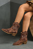 Load image into Gallery viewer, Brown Leopard Wide Calf Pointed Toe Chunky Heel Cowgirl Ankle Boots