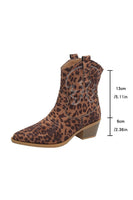 Load image into Gallery viewer, Brown Leopard Wide Calf Pointed Toe Chunky Heel Cowgirl Ankle Boots
