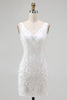 Load image into Gallery viewer, Sparkly White Tight V-Neck Short Homcoming Dress with Sequins