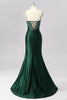 Load image into Gallery viewer, Sparkly Dark Green Mermaid Satin Long Corset Prom Dress with Beading