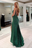 Load image into Gallery viewer, Sparkly Dark Green Mermaid Spaghetti Straps Long Corset Prom Dress with Beading