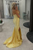 Load image into Gallery viewer, Sparkly Yellow Mermaid Sweetheart Satin Long Prom Dress with Beading