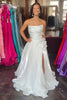 Load image into Gallery viewer, Sparkly Blue A Line Ruffled Strapless Long Prom Dress with Rhinestones