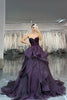 Load image into Gallery viewer, Sparkly Dark Purple Beaded Princess A Line Long Corset Prom Dress with Ruffles