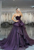 Load image into Gallery viewer, Sparkly Dark Purple Beaded Princess A Line Long Corset Prom Dress with Ruffles