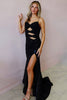 Load image into Gallery viewer, Sparkly Black Cut Out Mermaid Beaded Long Prom Dress with Slit
