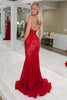 Load image into Gallery viewer, Red Lace Mermaid Sweetheart Long Prom Dress