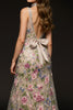 Load image into Gallery viewer, Floral Sparkly Champagne Sheath V-Neck Beaded Long Formal Dress with Slit