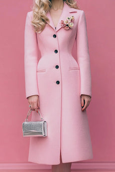 Floral Pink Single Breasted Notched Lapel Midi Blazer Dress