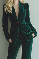 Load image into Gallery viewer, Dark Green Velvet 2 Piece Prom Suits with Pockets
