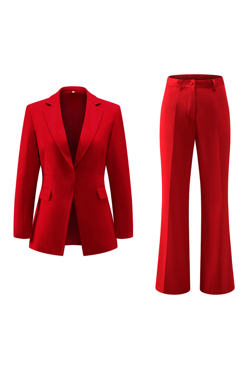 Load image into Gallery viewer, 2 Piece Red Notched Lapel Long Sleeves Prom Suits with Pockets