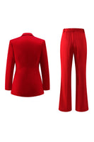 Load image into Gallery viewer, 2 Piece Red Notched Lapel Long Sleeves Prom Suits with Pockets