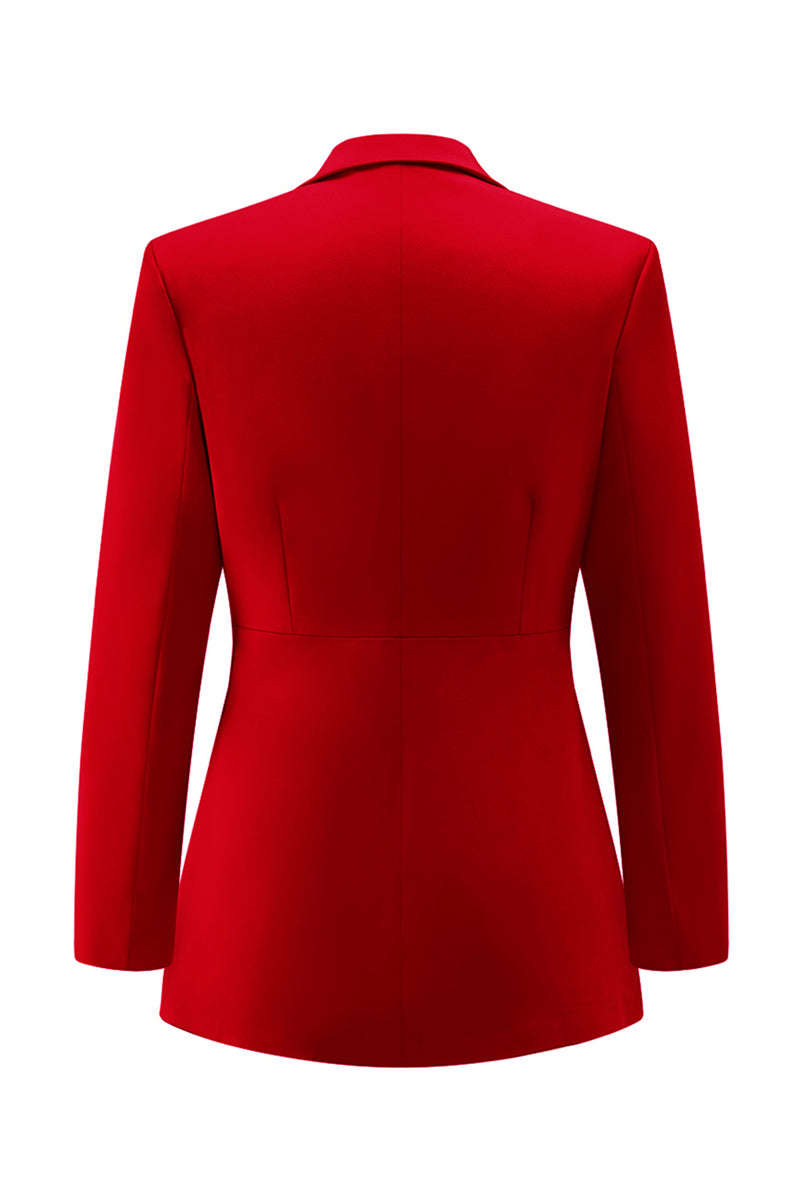 Load image into Gallery viewer, 2 Piece Red Notched Lapel Long Sleeves Prom Suits with Pockets