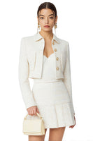 Load image into Gallery viewer, 2 Piece White A Line Tweed Single Breasted Short Interview Outfits