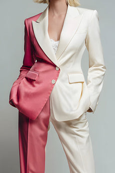 2 Piece Coral Ivory Peak Lapel Single Breasted Long Sleeves Prom Suits