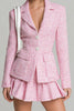 Load image into Gallery viewer, Pink 2 Piece Single Breasted Tweed Short Pageant Interview Outfits with Pockets
