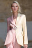 Load image into Gallery viewer, Pink Ivory Notched Lapel Patchwork Long Sleeves Prom Blazer