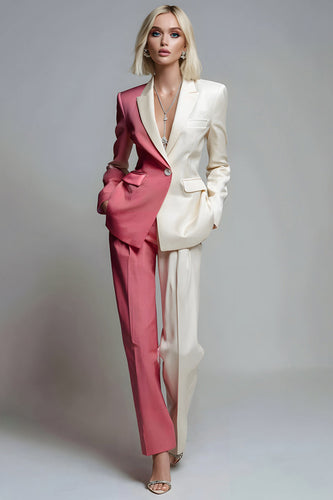 Coral Ivory 2 Piece Peak Lapel One Button Long Sleeves Prom Suits