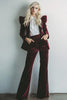 Load image into Gallery viewer, 2 Piece Burgundy Velvet Long Sleeves Prom Suits