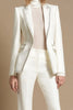 Load image into Gallery viewer, 2 Piece Sparkly White Peak Lapel Long Sleeves Prom Suits with Beading