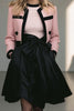 Load image into Gallery viewer, 2 Piece Black Pink A Line Tweed Short Pageant Interview Outfits with Bow