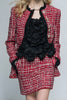 Load image into Gallery viewer, 2 Piece Red Grid Tweed Tight Short Pageant Interview Outfits with Ruffles