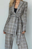 Load image into Gallery viewer, 2 Piece Grey Grid Peak Lapel Business Suits with Sash