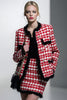 Load image into Gallery viewer, Red Grid 2 Piece Single Breasted Short Tweed Pageant Interview Outfits