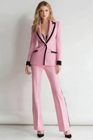 Load image into Gallery viewer, Pink Black 2 Piece Fitted Peak Lapel One Button Prom Suits
