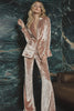 Load image into Gallery viewer, Blush 2 Piece Velvet One Button Fitted Prom Suits with Sleeves