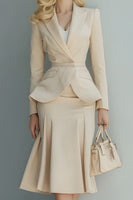 Load image into Gallery viewer, 2 Piece Light Khaki Pencil Peak Lapel Business Suits with Sleeves