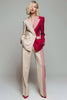 Load image into Gallery viewer, 2 Piece Light Khaki Notched Lapel Patchwork Business Suits with Pockets