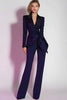 Load image into Gallery viewer, Dark Purple 2 Piece Ruched Fitted Notched Lapel Prom Suits