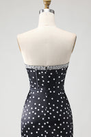 Load image into Gallery viewer, Black and White Ploka Dots Ruffled Corset Mermaid Long Prom Dress