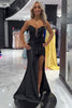 Load image into Gallery viewer, Black Mermaid Satin Strapless Long Corset Prom Dress with Slit
