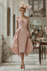 Load image into Gallery viewer, Blush Pink Bodycon Off the Shoulder Midi Mother of the Bride Dress with Cape