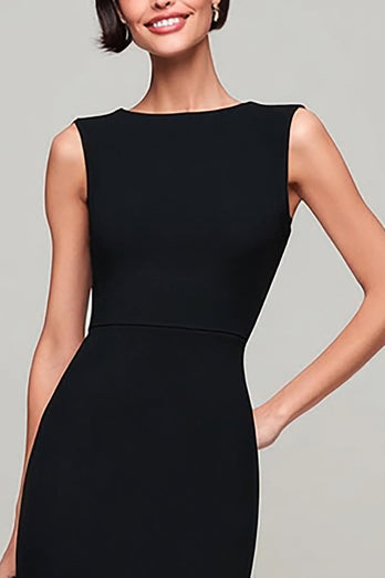 Simple Black Mermaid Boat Neck Long Formal Dress
