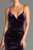 Load image into Gallery viewer, Purple Mermaid Velvet Spaghetti Straps Long Holiday Party Dress