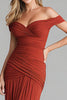 Load image into Gallery viewer, Terracotta Ruched Off the Shoulder Mermaid Long Formal Dress