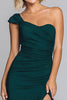 Load image into Gallery viewer, Dark Green Mermaid Ruched One Shoulder Long Formal Dress with Slit