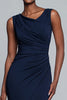 Load image into Gallery viewer, Simple Navy Mermaid V-Neck Ruched Long Formal Dress