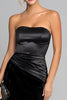 Load image into Gallery viewer, Black Velvet Strapless Ruched Mermaid Long Formal Dress