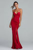 Load image into Gallery viewer, Simple Red Mermaid Halter Ruched Long Formal Dress with Slit