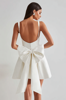 Load image into Gallery viewer, Ivory A Line Square Neck Short Homecoming Dress with Bow